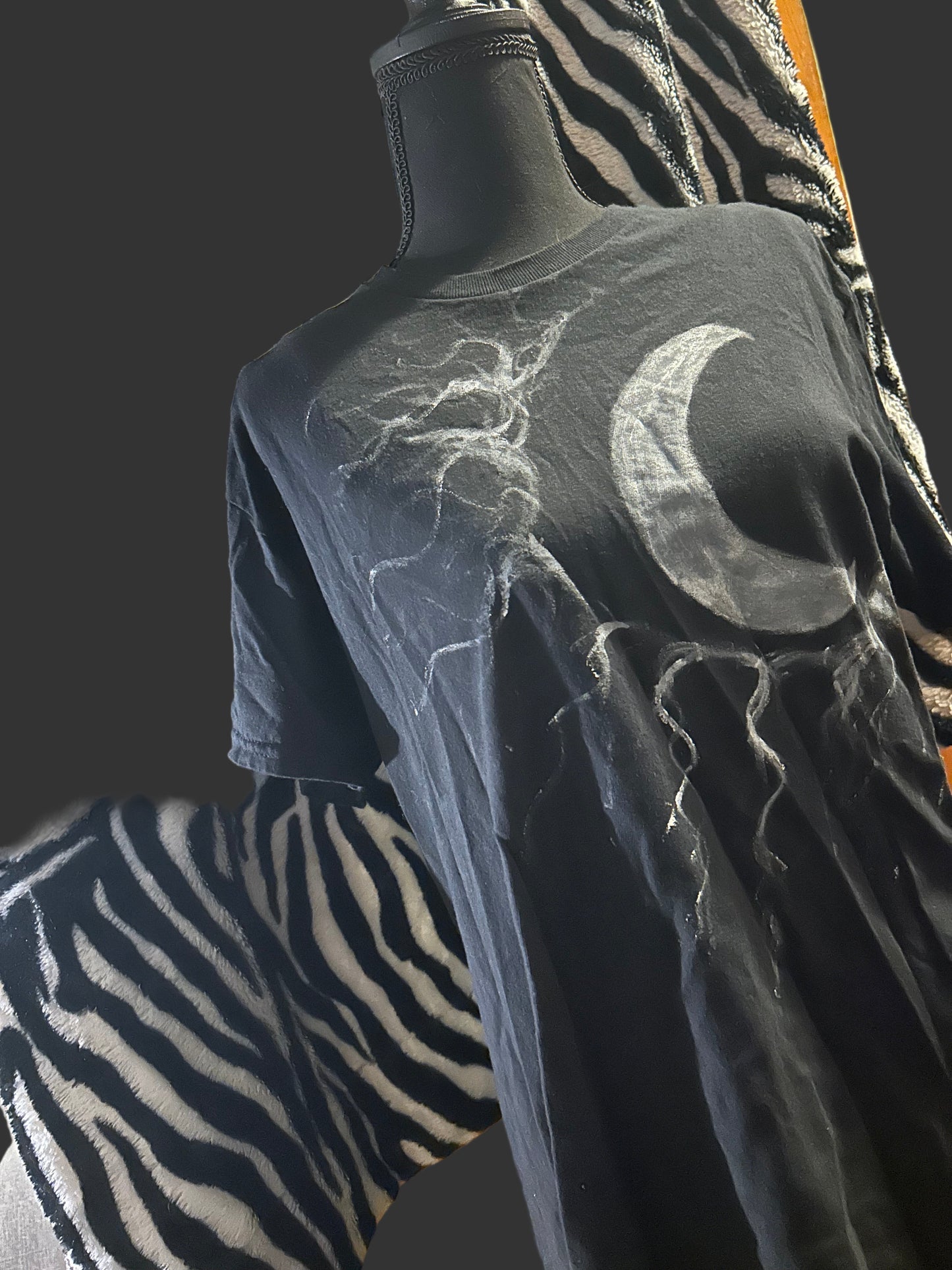 Hand Painted Black Crescent Moon Shirt