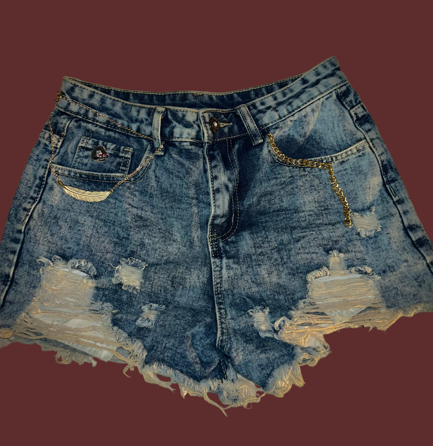 Hand Painted Yin Yang Ankh Shorts