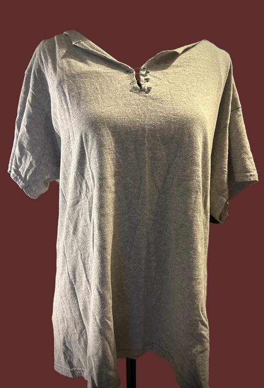 Grey Distressed Safety Pin Shirt